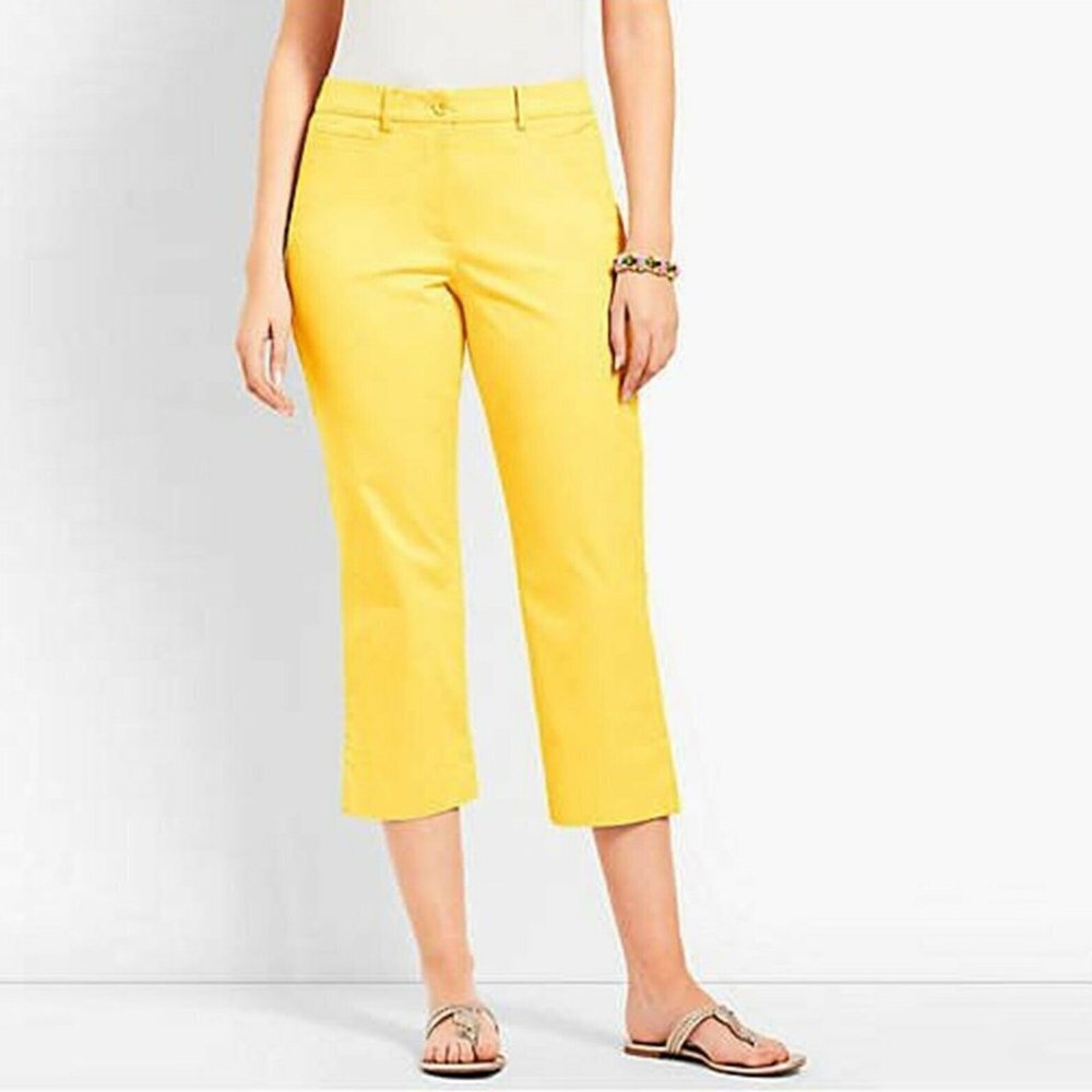 NWT New Talbots Pedal Pusher Perfect Skimmer Cotton Yellow Pants Size 10 Petite